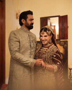 Outdoor wedding photoshoot on lawn in Karachi